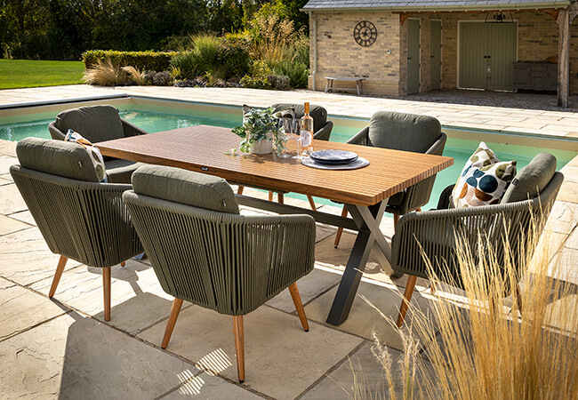 Image of Hartman Eden 6 Seat Rectangular Dining Set in Moss / Juniper