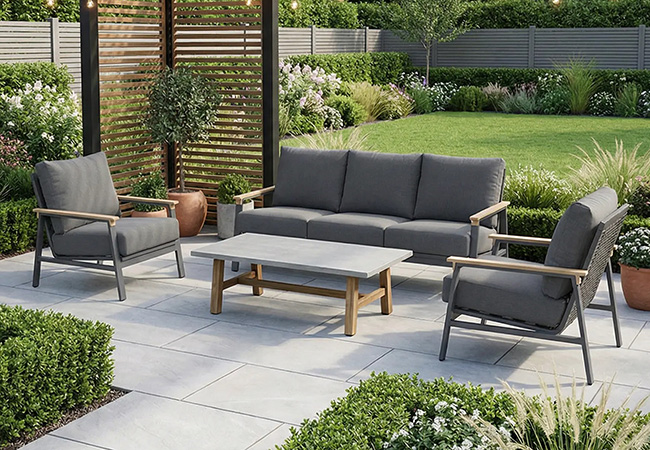 Image of Supremo Polperro Deluxe Lounge Set with Rectangular Coffee Table in Charcoal
