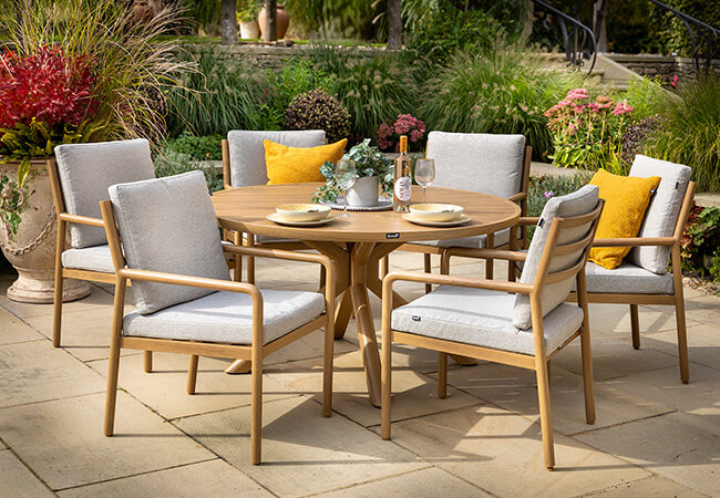 Image of Hartman Sahara 6 Seat Round Dining Set - NO PARASOL