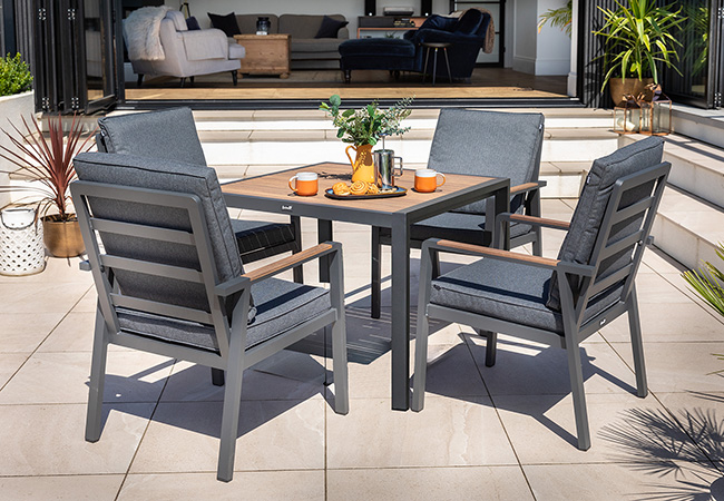 Image of Hartman Sonas 4 Seat Square Dining Set in Matt Xerix / Harris