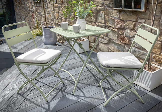 Image of Hartman Urban Folding Bistro Set in Sage / Ivory
