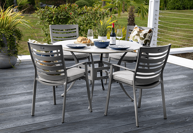 Image of Hartman Lyra 4 Seater Dining Set in Crimini / Moon - No Parasol