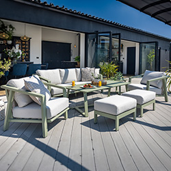 Small Image of Hartman Alora 3 Seat Sofa Lounge Set in Sage / Moon