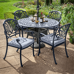 Small Image of Hartman Amalfi Round 4 Seater Set in Antique Grey / Platinum - NO PARASOL