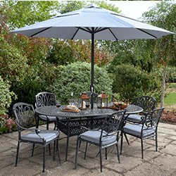 Image of Hartman Amalfi 6 Seat Oval Dining Set in Antique Grey / Platinum