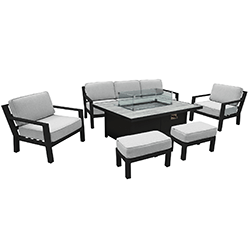 Image of EX DISPLAY / COLLECTION ONLY - Hartman Apollo Lounge Set with Rectangular Fire Pit Table in Carbon/Pewter