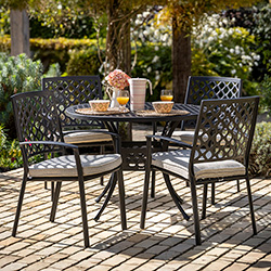 Small Image of Hartman Avebury 4 Seat Dining Set in Bronze / Oatmeal - No Parasol