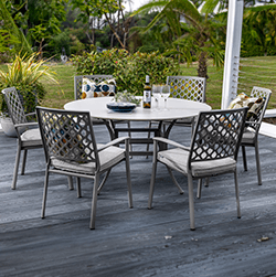 Small Image of Hartman Avebury 6 Seat Round Ceramic Table Dining Set in Crimini / Moon - No Parasol