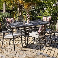 Image of Hartman Avebury 6 Seat Oval Dining Set in Bronze / Oatmeal - No Parasol