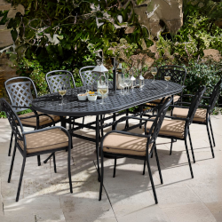 Image of Hartman Berkeley 6 Seat Oval Dining Set in Bronze / Amber