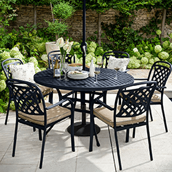 Small Image of Hartman Berkeley 6 Seat Round Dining Set in Bronze / Amber - NO PARASOL
