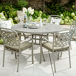 Small Image of Hartman Berkeley 6 Seat Round Dining Set in Maize / Wheatgrass - NO PARASOL