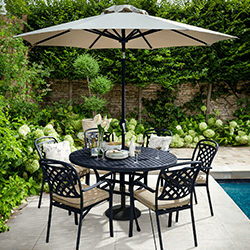 Image of Hartman Berkeley 6 Seat Round Dining Set in Bronze / Amber