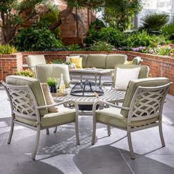 Image of Hartman Buxton 4 Seat Cosy Fire Pit Lounge Set in Maize/Wheatgrass