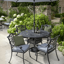 Image of Hartman Capri 4 Seat Round Dining Set in Antique Grey / Platinum