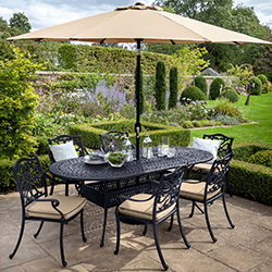 Small Image of Hartman Capri 6 Seat Oval Dining Set in Bronze & Amber