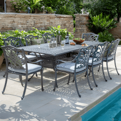 Small Image of Hartman Capri 8 Seat Rectangular Dining Set in Antique Grey - NO PARASOL