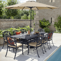 Image of Hartman Capri 8 Seat Rectangular Dining Set in Bronze/Amber