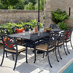 Image of Hartman Capri 8 Seat Rectangular Dining Set in Bronze/Amber - NO PARASOL
