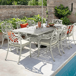 Small Image of Hartman Capri 8 Seat Rectangular Dining Set in Maize / Wheatgrass - NO PARASOL