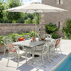 Image of Hartman Capri 8 Seat Rectangular Dining Set in Maize / Wheatgrass