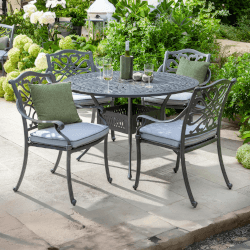 Image of Hartman Capri 4 Seat Round Dining Set in Antique Grey - NO PARASOL