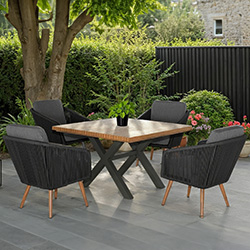 Image of Hartman Eden 4 Seat Square Dining Set in Carbon / Noir