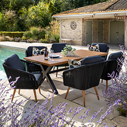 Image of Hartman Eden 6 Seat Rectangular Dining Set in Carbon / Noir