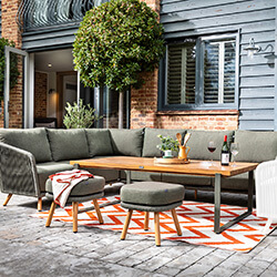 Image of Hartman Eden Rectangular Corner Sofa Set - Moss/Juniper Rope/Acacia Wood - NO CHAIR
