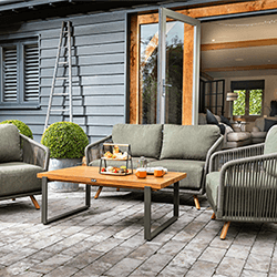 Image of Hartman Eden 2 Seat Lounge Set - Moss/Juniper Rope/Acacia Wood