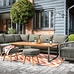 Image of Hartman Eden Rectangular Corner Sofa Set - Moss/Juniper Rope/Acacia Wood