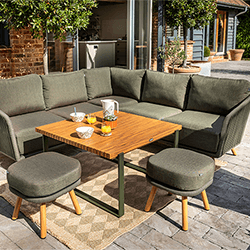 Small Image of Hartman Eden Square Corner Sofa Set - Moss/Juniper Rope/Acacia Wood