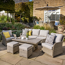 Image of Hartman Eton 3 Seat Casual Lounge Set with Adjustable Table in Beech/Oatmeal