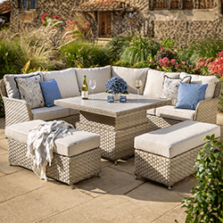 Image of Hartman Eton Grand Square Corner Dining Set with Adjustable Table in Beech/Oatmeal