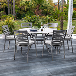 Small Image of Hartman Lyra 6 Seater Dining Set in Crimini / Moon - No Parasol