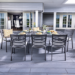 Image of Hartman Orion 8 Seat Rectangular Dining Set in Matt Grey/Platinum