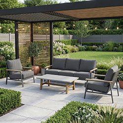 Small Image of Supremo Polperro Deluxe Lounge Set with Rectangular Coffee Table in Charcoal