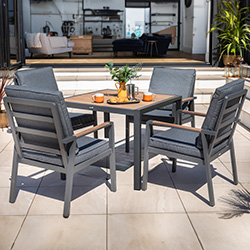 Image of Hartman Sonas 4 Seat Square Dining Set in Matt Xerix / Harris