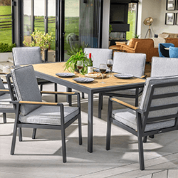 Small Image of Hartman Sonas 8 Seat Rectangular Dining Set in Matt Xerix / Haze