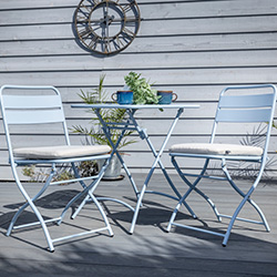 Small Image of Hartman Urban Folding Bistro Set in Duck Egg Blue / Ivory