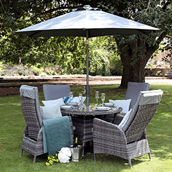 Small Image of Supremo Tivoli Reclining 4 Seat Round Dining Set in Lead Grey