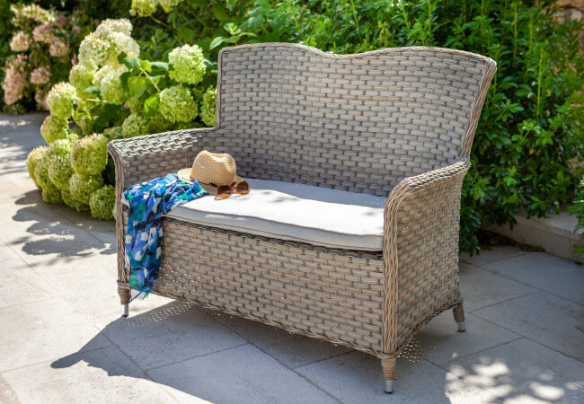Image of Hartman Heritage 2 Seat High Back Bench with Cushion in Beech / Dove