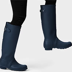 Image of Hunter Women's Tall Back Adjustable Wellington Boots - Navy - UK 3