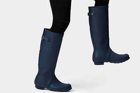 Image of Hunter Women's Tall Back Adjustable Wellington Boots - Navy - UK 6