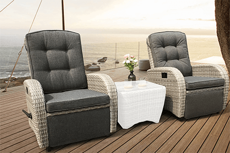 Image of EX DISPLAY / COLLECTION ONLY Bellevue Rattan Weave Recliner in Light Grey / Charcoal