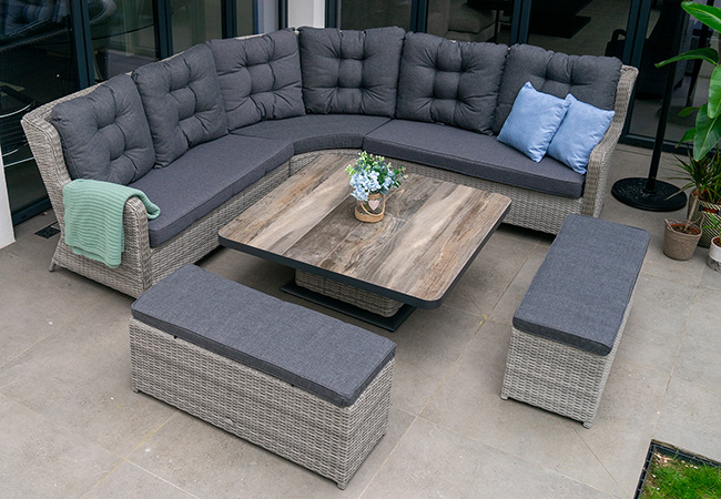 Image of Larne Corner Sofa with Adjustable Table