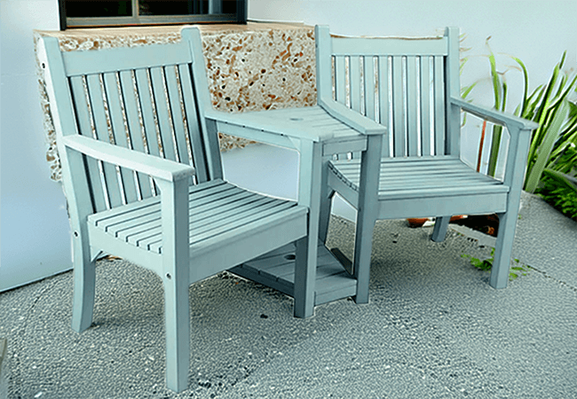 Image of Winawood Sandwick 2 Seater Wood Effect Love Seat - Duck Egg Green