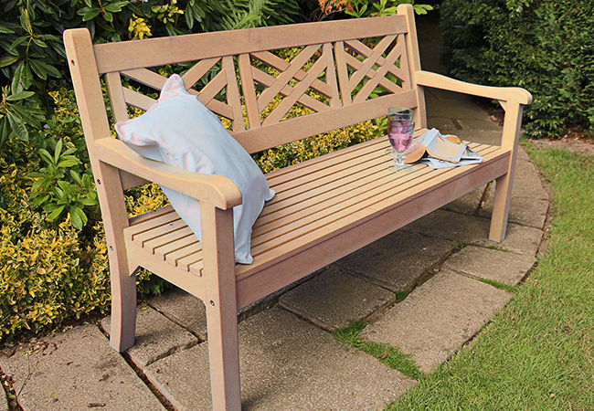 Image of Winawood Speyside 3 Seater Wood Effect Garden Bench in Teak