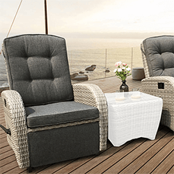 Small Image of EX DISPLAY / COLLECTION ONLY Bellevue Rattan Weave Recliner in Light Grey / Charcoal