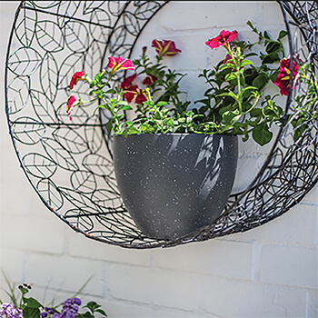 Image of Kelkay Plant Avenue Stone Collection Medium Terrazzo Egg Pot in Black